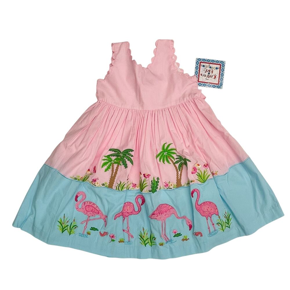 NWT (Please Read) Cotton Kids 3T Flamingo Embroidered Dress